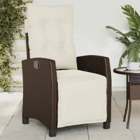 365234 Vidaxl Reclining Patio Chair With Footrest Outdoor Furniture Brown Poly Rattan