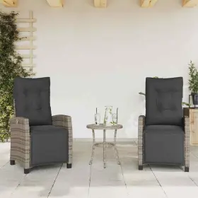 365243 Vidaxl Reclining Patio Chairs With Footrest Furniture 2 Pcs Gray Poly Rattan