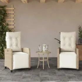 365244 Vidaxl Reclining Patio Chairs With Footrest Furniture 2 Pcs Beige Poly Rattan
