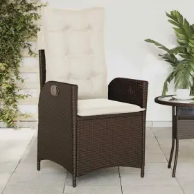 365258 Vidaxl Reclining Patio Chair With Cushions Outdoor Furniture Brown Poly Rattan