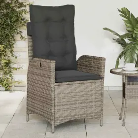 365259 Vidaxl Reclining Patio Chair With Cushions Outdoor Furniture Gray Poly Rattan