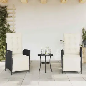 365260 Vidaxl Reclining Patio Chairs With Footrest Furniture 2 Pcs Black Poly Rattan