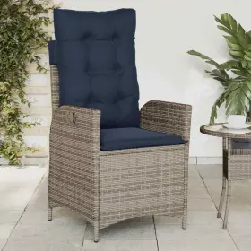 365263 Vidaxl Reclining Patio Chair With Cushions Outdoor Furniture Gray Poly Rattan