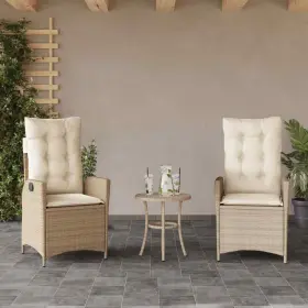 365268 Vidaxl Reclining Patio Chairs With Cushions Furniture 2 Pcs Beige Poly Rattan