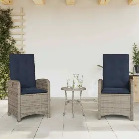 365271 Vidaxl Reclining Patio Chairs With Cushions Outdoor 2 Pcs Gray Poly Rattan