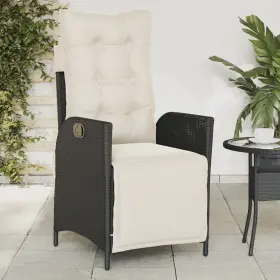 365280 Vidaxl Reclining Garden Chair Black Pe Rattan Powder-coated Steel