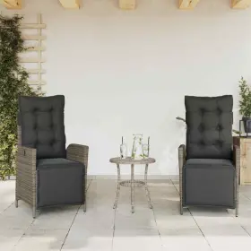 365291 Vidaxl Reclining Patio Chairs With Footrest Furniture 2 Pcs Gray Poly Rattan