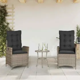 365292 Vidaxl Reclining Patio Chairs With Cushions Furniture 2 Pcs Gray Poly Rattan