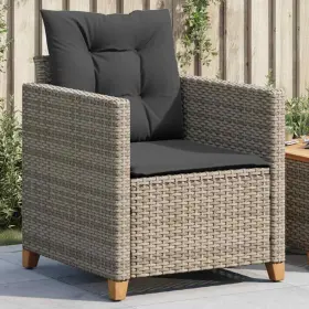 366318 Vidaxl Patio Chair With Cushions Gray Poly Rattan
