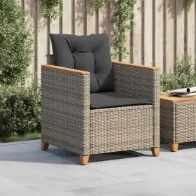 366322 Vidaxl Patio Chair With Cushions Gray Poly Rattan #3