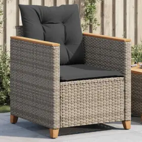 366322 Vidaxl Patio Chair With Cushions Gray Poly Rattan
