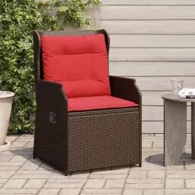 368997 Vidaxl Reclining Patio Chairs With Cushions Armchair 2 Pcs Brown Poly Rattan