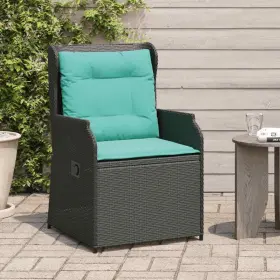 368999 Vidaxl Reclining Patio Chairs With Cushions Armchair 2 Pcs Black Poly Rattan