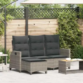 4108240 Vidaxl Reclining Patio Sofa With Cushions L-shaped Gray Poly Rattan