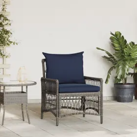 42006224 Vidaxl Garden Chair With Cushions Grey 60x70x78 Cm Poly Rattan