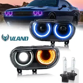 Yaa-dg-0299-rgb Vland Rgb Headlights With Drl For Dodge Challenger 2008-2014 D2h Projector Lamp 2