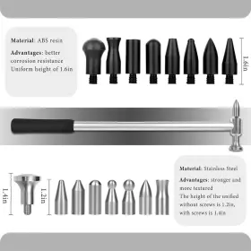 Cllpdrzh027 Whdz 18pcs Car Dent Repair Hammer Tips Kits Paintless Tools Metal Head Auto Body #2