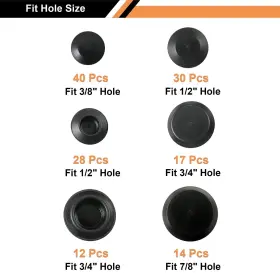 F-b055-1 Woodzdon 141 Pcs Plugs In Box Auto Body Black Plastic Hole Plug Button And Flush Mount #2