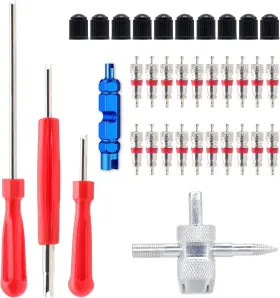 Zhsms 799968397771 Valve Stem Core Removal Tool Kit 20 Cores 10 Tire Caps 4-way