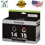 New Genuine Lexmark 14 15 2PK Ink Cartridges Series X2630 X2650 Z2320. Fixed Price $14.75.