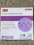 3M 30668 Purple Finishing Film Hookit Disc (1200 Grit, Inch, 50 Pcs). Fixed Price $70.00.
