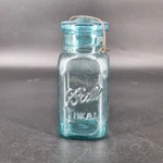 Vintage Ball Ideal Square Mason Jar Pat July 14 1908 Blue Quart W. Fixed Price $28.88.