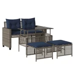 Patio Sofa Set With Cushions 4 Piece Poly Rattan Glass Brown/gray/black Vidaxl. Fixed Price $232.99.