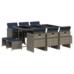 Patio Dining Set With Cushions Outdoor Garden Seating Gray Poly Rattan Vidaxl. Fixed Price $890.99.