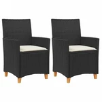 Patio Chairs With Cushions Outdoor 2 Pcs Poly Rattan And Solid Wood Vidaxl. Fixed Price $180.99.