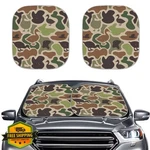 Huisefor Camo Car Windshield Sun Shade 2PC Uv Blocking Foldable Visor. Fixed Price $34.99.