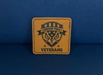 Oregon Tech Veterans Square Iron-on Patch. Fixed Price $5.00.