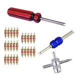 Febrytold 3 Tire Valve Core Remover Tools With 25 Brass 28 Pcs, Gold. Fixed Price $10.36.