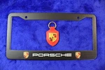 Porsche License Plate Frame Leather Key Fob Ring Chain Accessory Crests. Fixed Price $38.00.