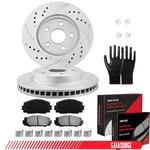 Front Drilled Slotted Disc Rotors + Ceramic Brake Pads For 20-22 Toyota Corolla. Fixed Price $65.99.